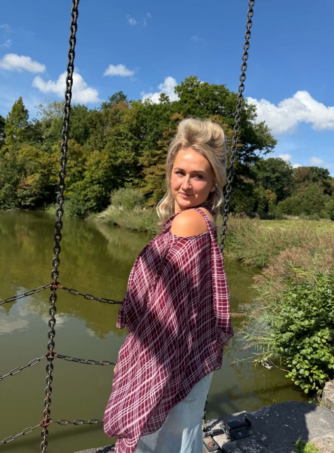PURPLE CHECK BLOUSE
